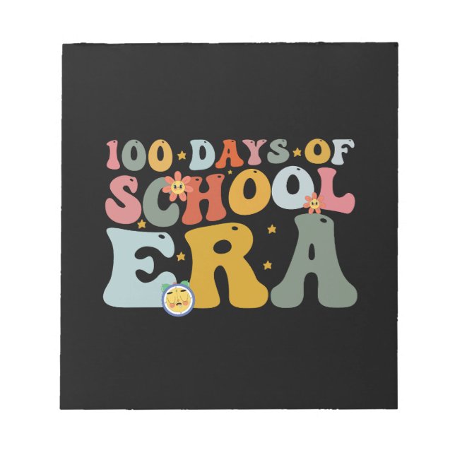 Bloco De Notas 100 Dias De Era Escolar Groovy Professor Crianças (Frente)