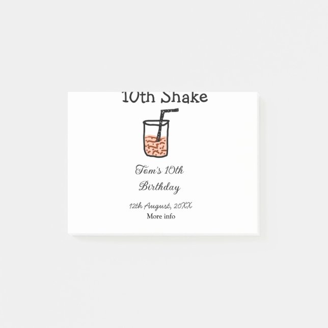 Bloco De Notas 10th Shake 10th feliz aniversário, milkshake scrib (Frente)