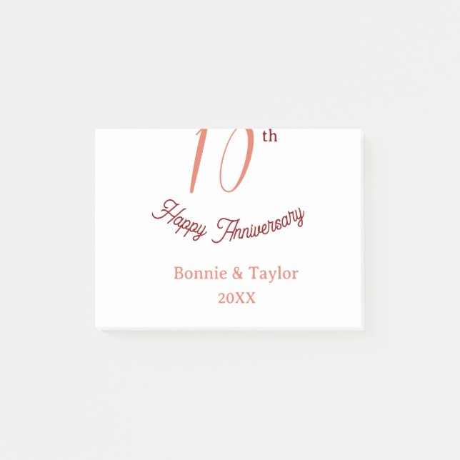 Bloco De Notas 10th wedding anniversary peach pastel name retro b (Frente)
