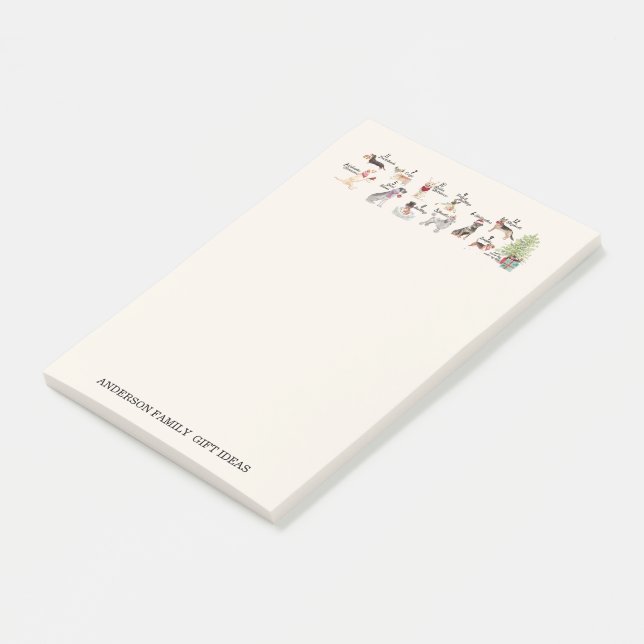 Bloco De Notas 12 cães do Natal em notas dos Scarves dos chapéus (Inclinado)