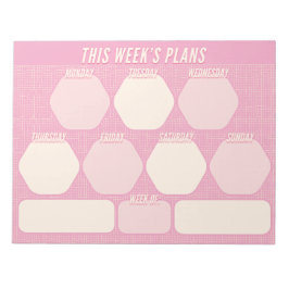 Bloco De Notas 1980s Pink Hand Drawn Grid Planner Weekly