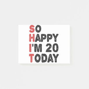 Bloco De Notas 20 Aniversário Tão feliz que tenho 20 anos hoje,