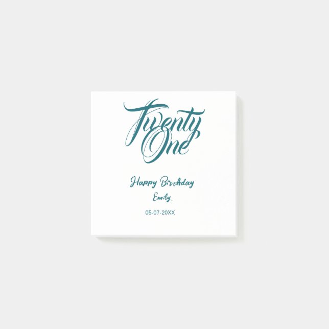 Bloco De Notas 21st birthday add name date year blue template thi (Frente)