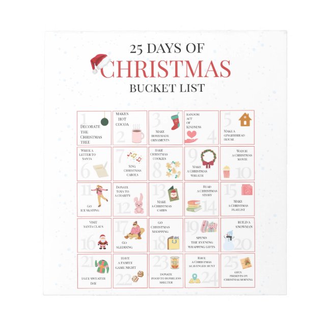 Bloco De Notas 25 Days of Christmas Bucket List Art (Frente)