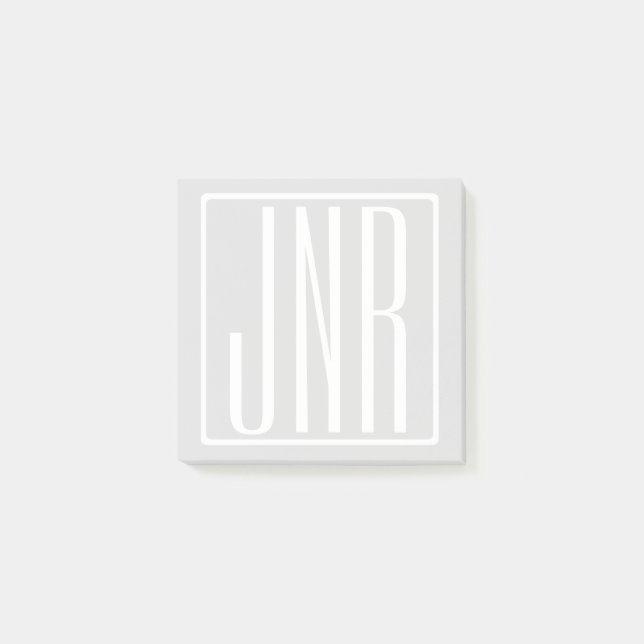 Bloco De Notas 3 Iniciais Monograma | Cinzas brancas e muito clar (Frente)