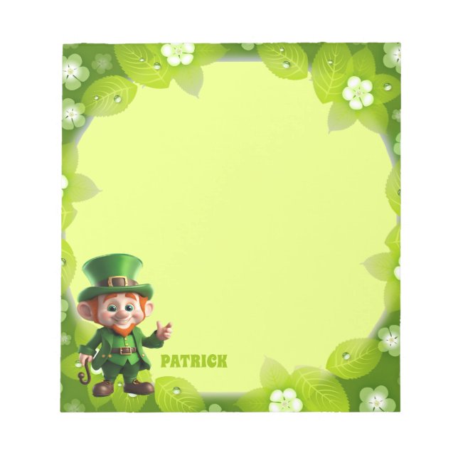 Bloco De Notas 3D Leprechaun St. Patrick's Day Personalized Kids (Frente)