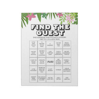 Bloco De Notas 40 Find the Guest Bingo Game Sheets