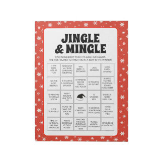 Bloco De Notas 40 folhas de jogo de Bingo Christmas Jingle & Ming