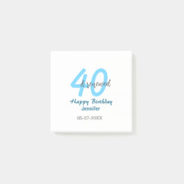 Bloco De Notas 40th & renewed birthday name date blue bold number