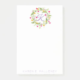 Bloco De Notas 4"" GRINALDA da FLOR da NOTA x6 & INICIAL de