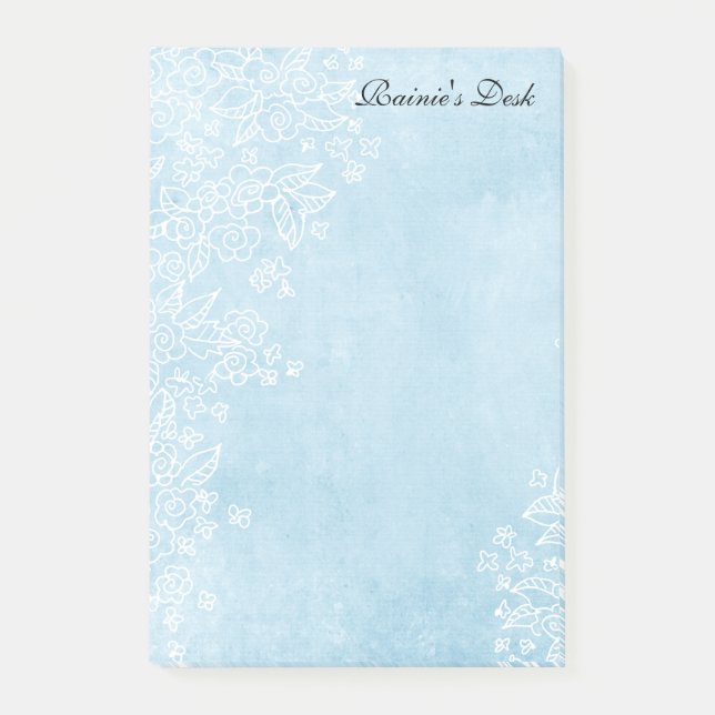 Bloco De Notas 4x6 azul de" notas post-it (Frente)