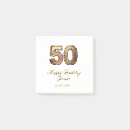Bloco De Notas 50th birthday add name date year gold floral bold