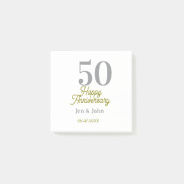 Bloco De Notas 50th happy anniversary name date silver gold date 