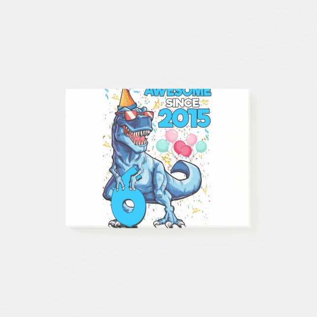 Bloco De Notas 6 Birthday Dinosaur 6 Anos Crianças Incríveis (Frente)