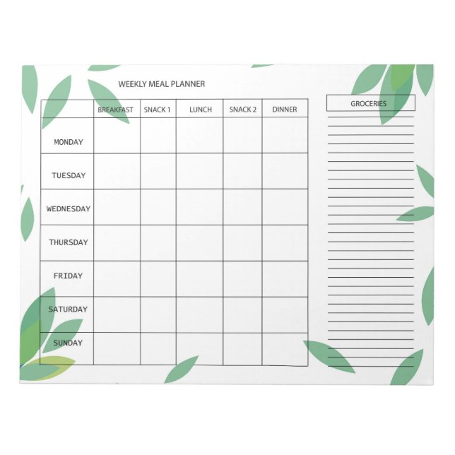Bloco De Notas 7-Day Weekly Meal Planner – Fresh Green Design (Frente)