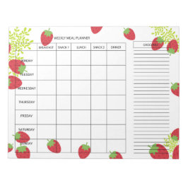 Bloco De Notas 7-Day Weekly Meal Planner – Fresh Strawberry