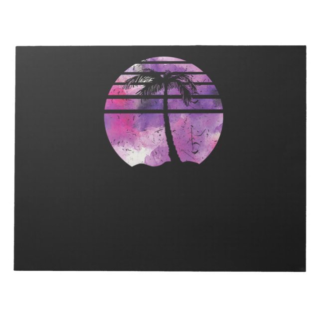 Bloco De Notas 85.Surf Palm Tree Surfboard Sunset Palm Tree Wa (Frente)
