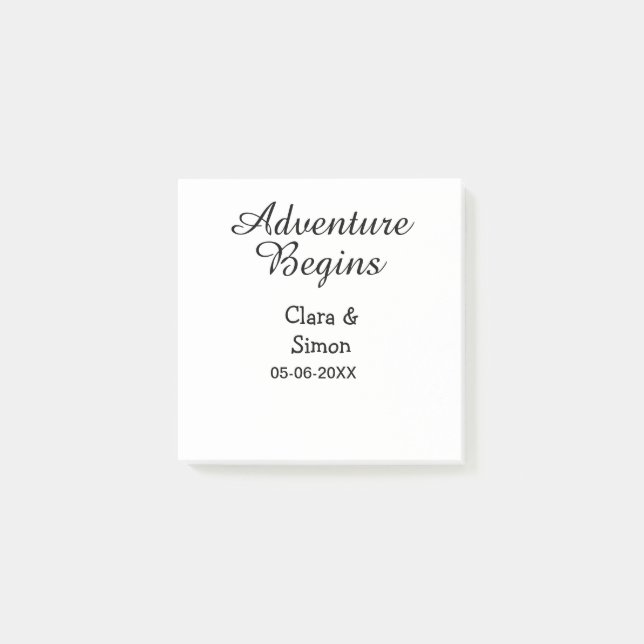 Bloco De Notas A aventura começa nome do casal data simples (Frente)