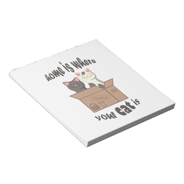 Bloco De Notas A citação engraçada de Home é onde seu gato está (Inclinado)