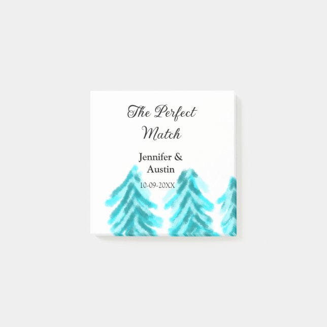 Bloco De Notas A combinação perfeita do casamento do pinheiro azu (Frente)