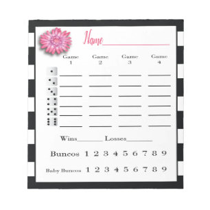 Bloco De Notas A contagem de Bunco cobre a flor cor-de-rosa preto