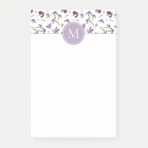 Bloco De Notas A cor d'água roxa legante aumenta 4" x 6" Monogra