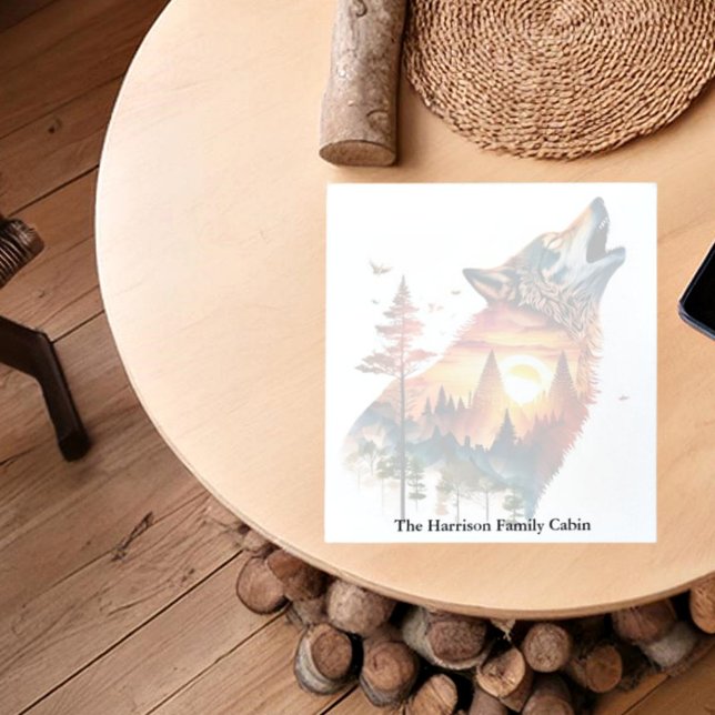 Bloco De Notas A dupla exposição do lobo-guindaste personalizada (Criador carregado)