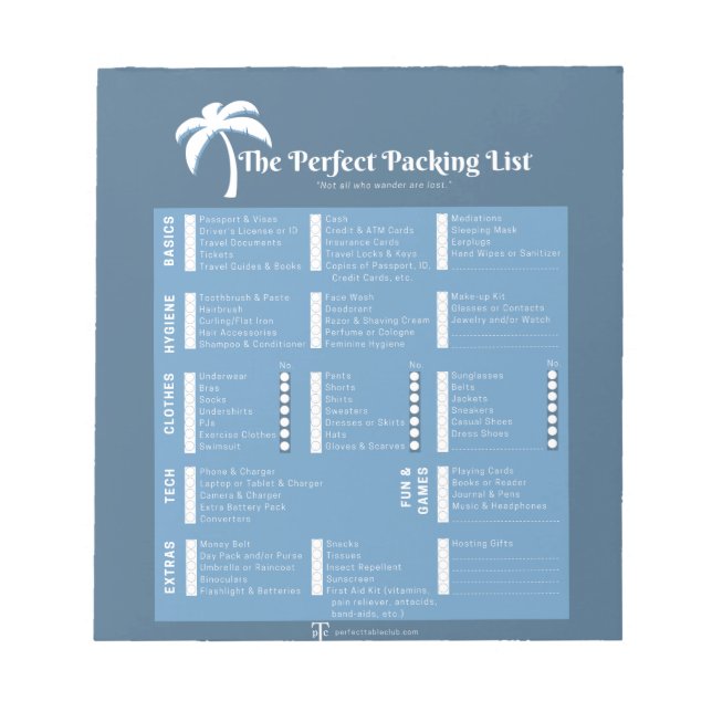 Bloco De Notas A Lista de Preparativos Perfeita (Frente)