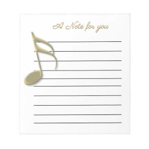 Bloco De Notas A Note for you Music Note Lined Notepad