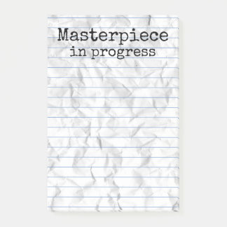 Bloco De Notas A obra prima em andamento foi amassada 4x6