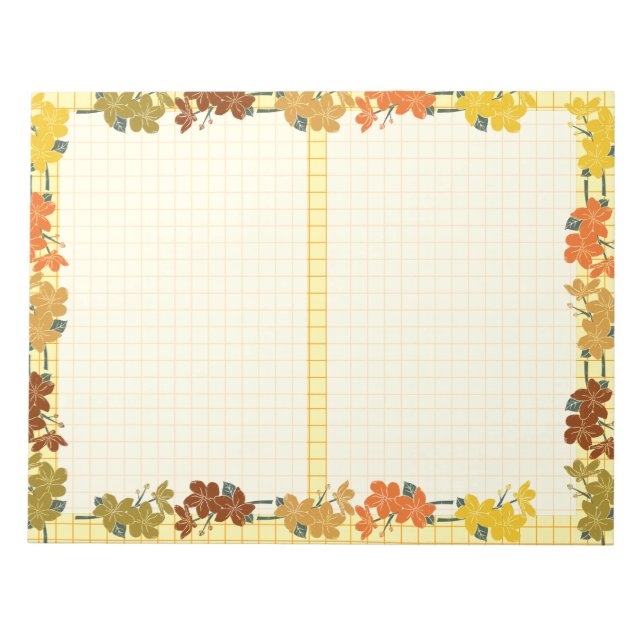 Bloco De Notas A safra cai floral Padrão amarelo-alaranjado (Frente)