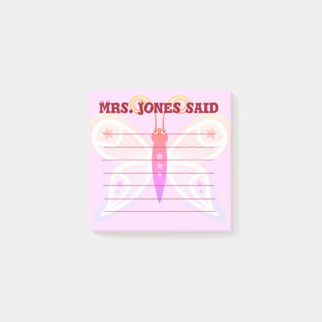Bloco De Notas A Sra. Jones Disse Notas De Posto Rosa (Frente)