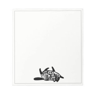 Bloco De Notas A vida é melhor com gatos Notepad De Tipografia