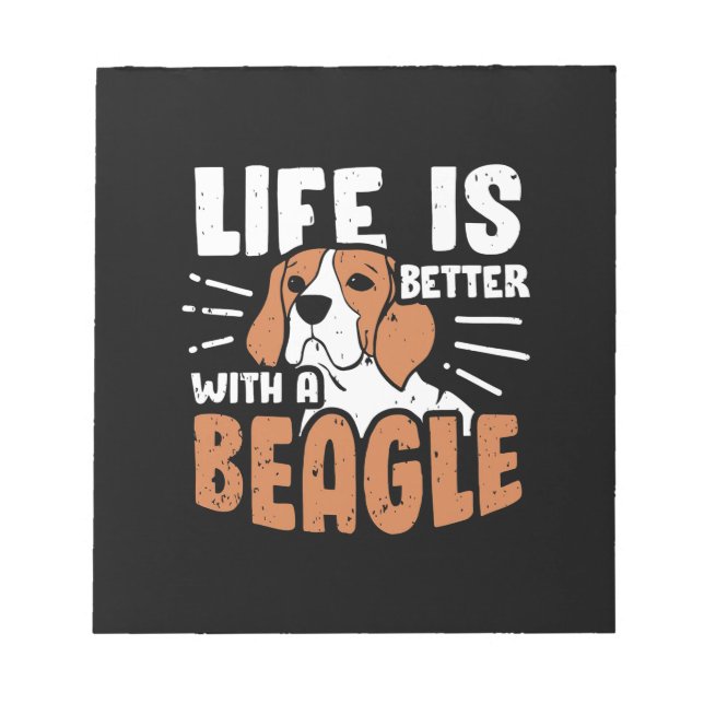 Bloco De Notas A Vida É Melhor Com Um Cão De Beagle (Frente)