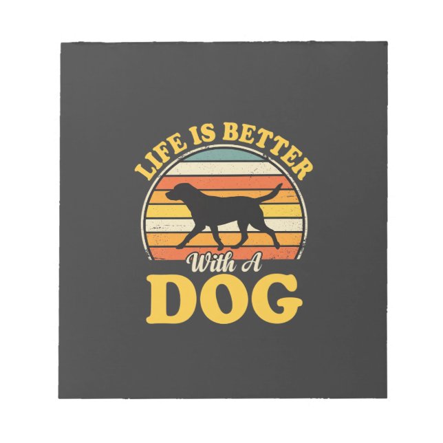 Bloco De Notas A Vida É Melhor Com Um Cão Retro (Frente)