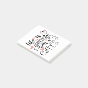 Bloco De Notas A vida é melhor com um slogan de citação do Cat