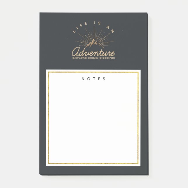 Bloco De Notas A vida é uma montanha de aventura com raios solare (Frente)