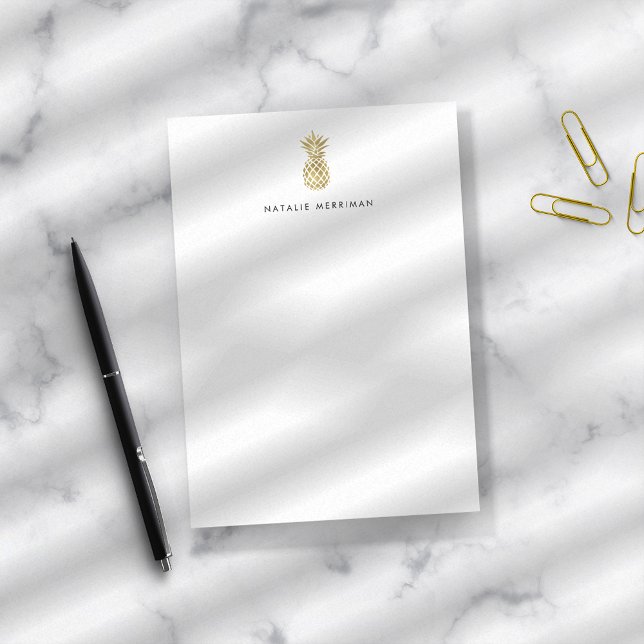 Bloco De Notas Abacaxi Dourado Faux Personalizado (Criador carregado)