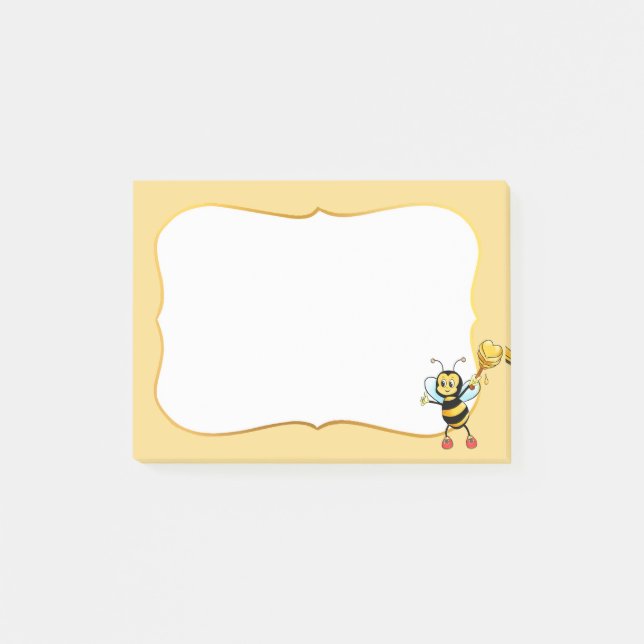 Bloco De Notas Abeira Mel Cute em Notas Post-it (Frente)