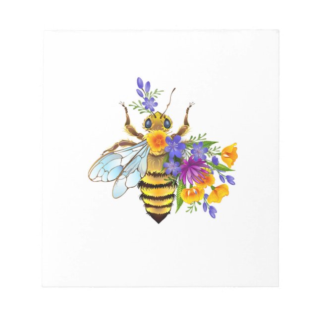 Bloco De Notas Abeja flor com plantas silvestres (Frente)