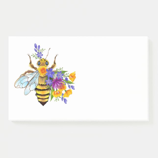 Bloco De Notas Abeja flor com plantas silvestres (Frente)
