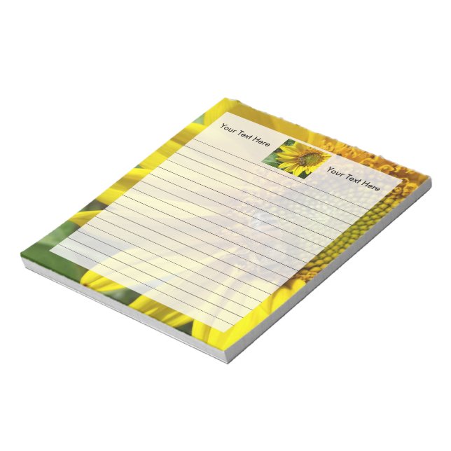 Bloco De Notas Abelha melífera do Girassol Amarelo (Invertido)