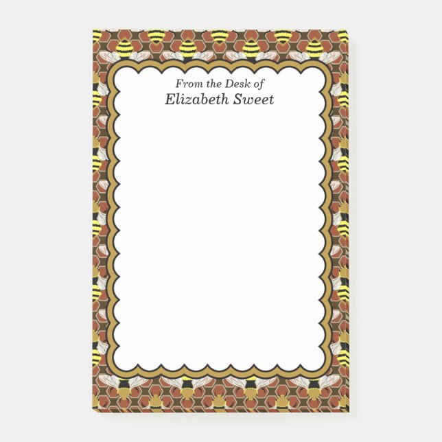 Bloco De Notas Abelhas e Padrões de Honeycomb (Frente)