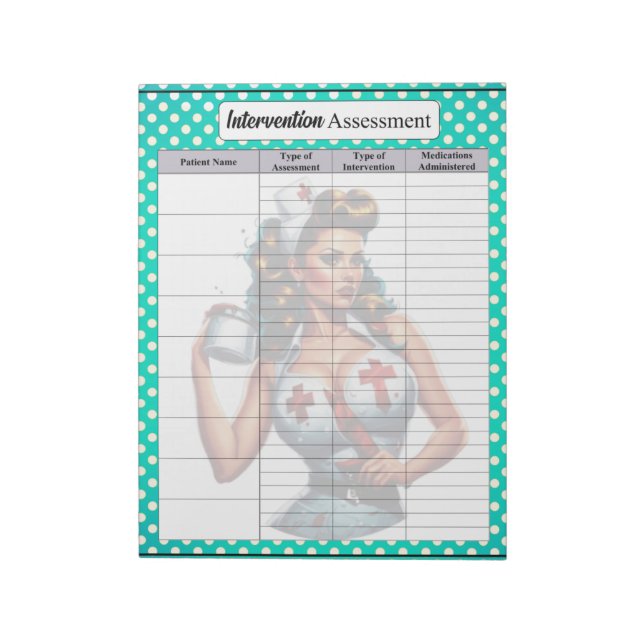 Bloco De Notas Abençoada Enfermeira Pinup_ Intervention Avaliação (Invertido)