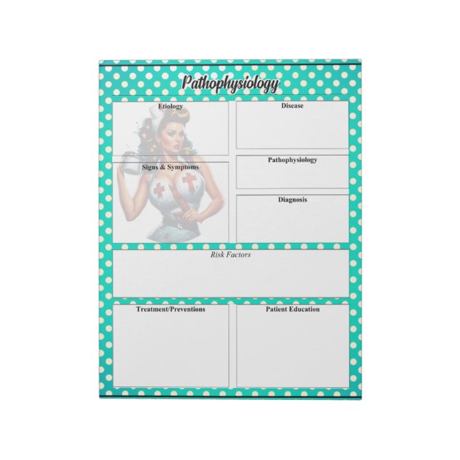 Bloco De Notas Abençoada Enfermeira Pinup_ Temp Patofisiologia (Invertido)