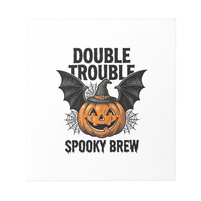 Bloco De Notas Abóbora de Halloween Bruxa Duplo Problema Desenho  (Frente)