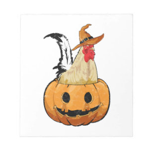 Bloco De Notas Abóbora de Halloween Bruxa Fofa Galinha