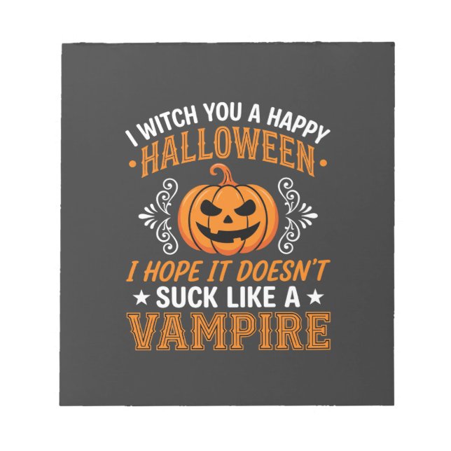 Bloco De Notas Abóbora de Vampiro de Halloween Engraçado (Frente)