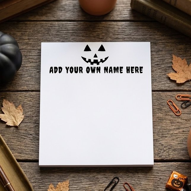 Bloco De Notas Abóbora Personalizada de Halloween com Seu Nome (Criador carregado)