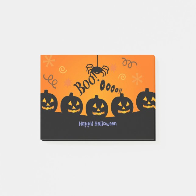 Bloco De Notas Abóboras assustadoras de Halloween Jack-o-Lanterns (Frente)